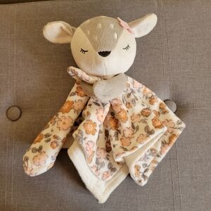 Gerber Modern Moments Plush Deer Fawn Floral Lovey Security Blanket Brown Pink